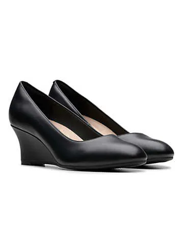 Collection Black Leather Olivette Pearl Wide Fitting Shoes by Clarks | Look Again