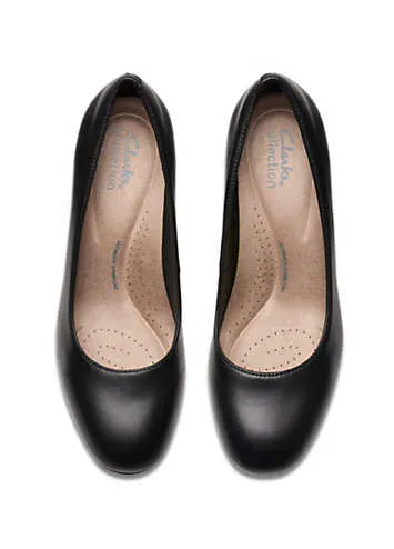 Collection Black Leather Olivette Pearl Wide Fitting Shoes by Clarks | Look Again