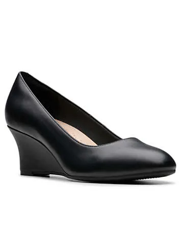 Collection Black Leather Olivette Pearl Wide Fitting Shoes by Clarks | Look Again