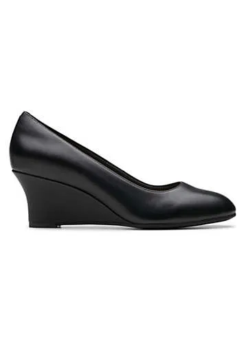 Collection Black Leather Olivette Pearl Wide Fitting Shoes by Clarks | Look Again