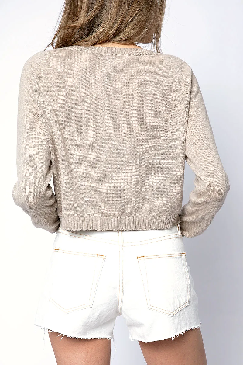 Cotton Silk Cashmere Sweater in Wheat