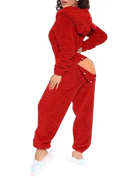 Cozy Women's Christmas Plush Onesie with Warm Hoodie and Long Sleeves