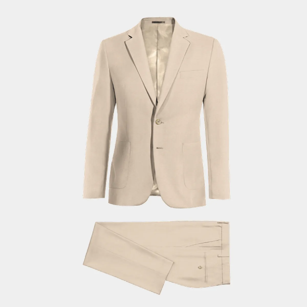 Cream super 100s essential Suit with patched pockets