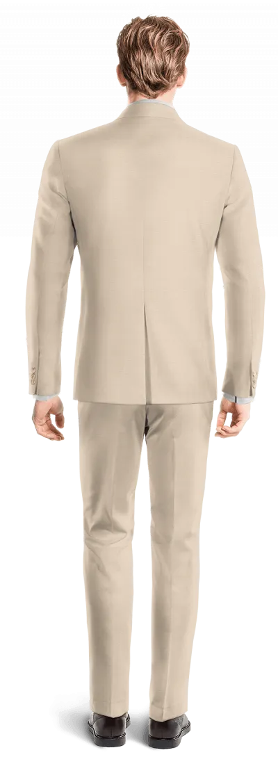 Cream super 100s essential Suit with patched pockets