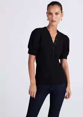 Derek Lam Heather V-Neck Puff Sleeve Tee