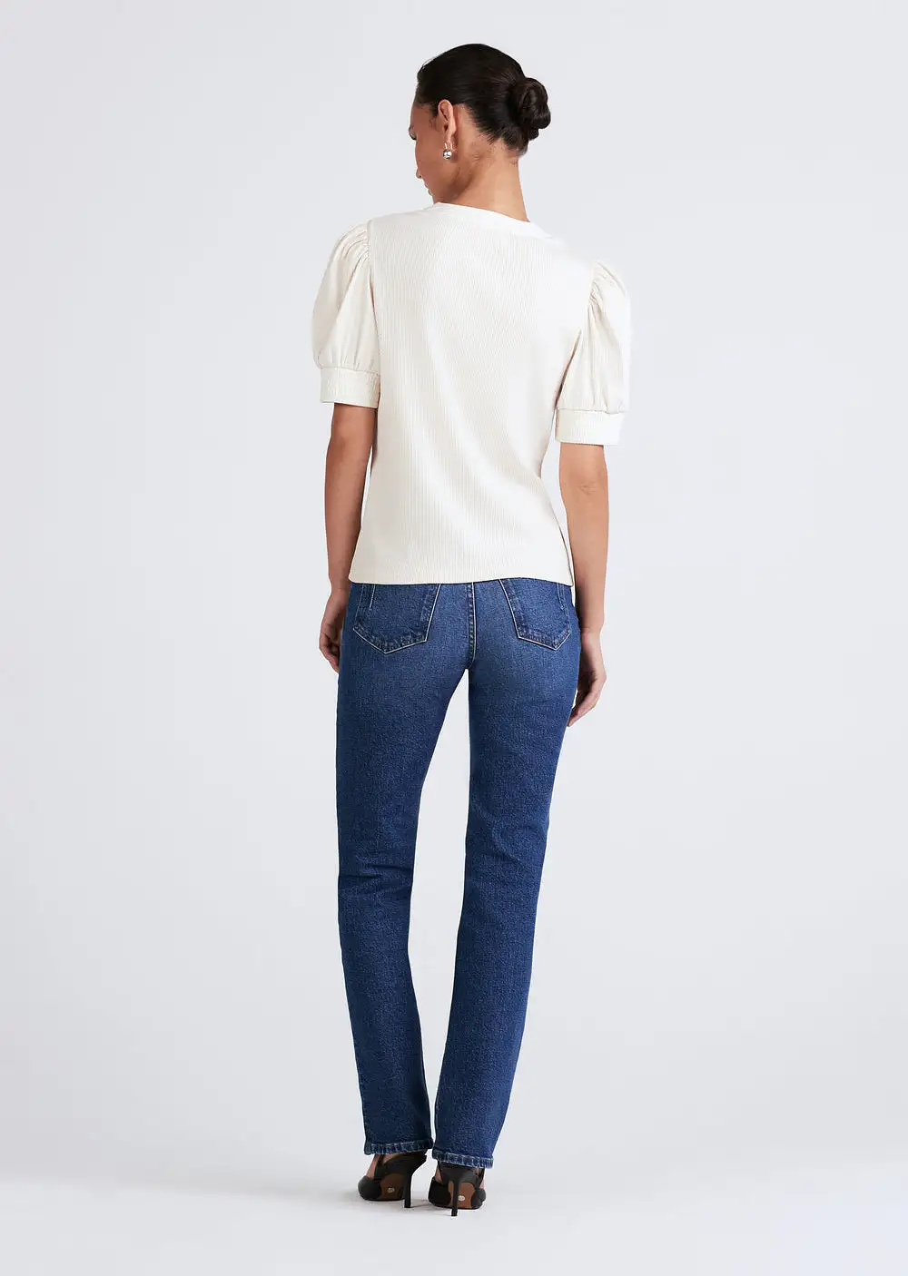 Derek Lam Heather V-Neck Puff Sleeve Tee