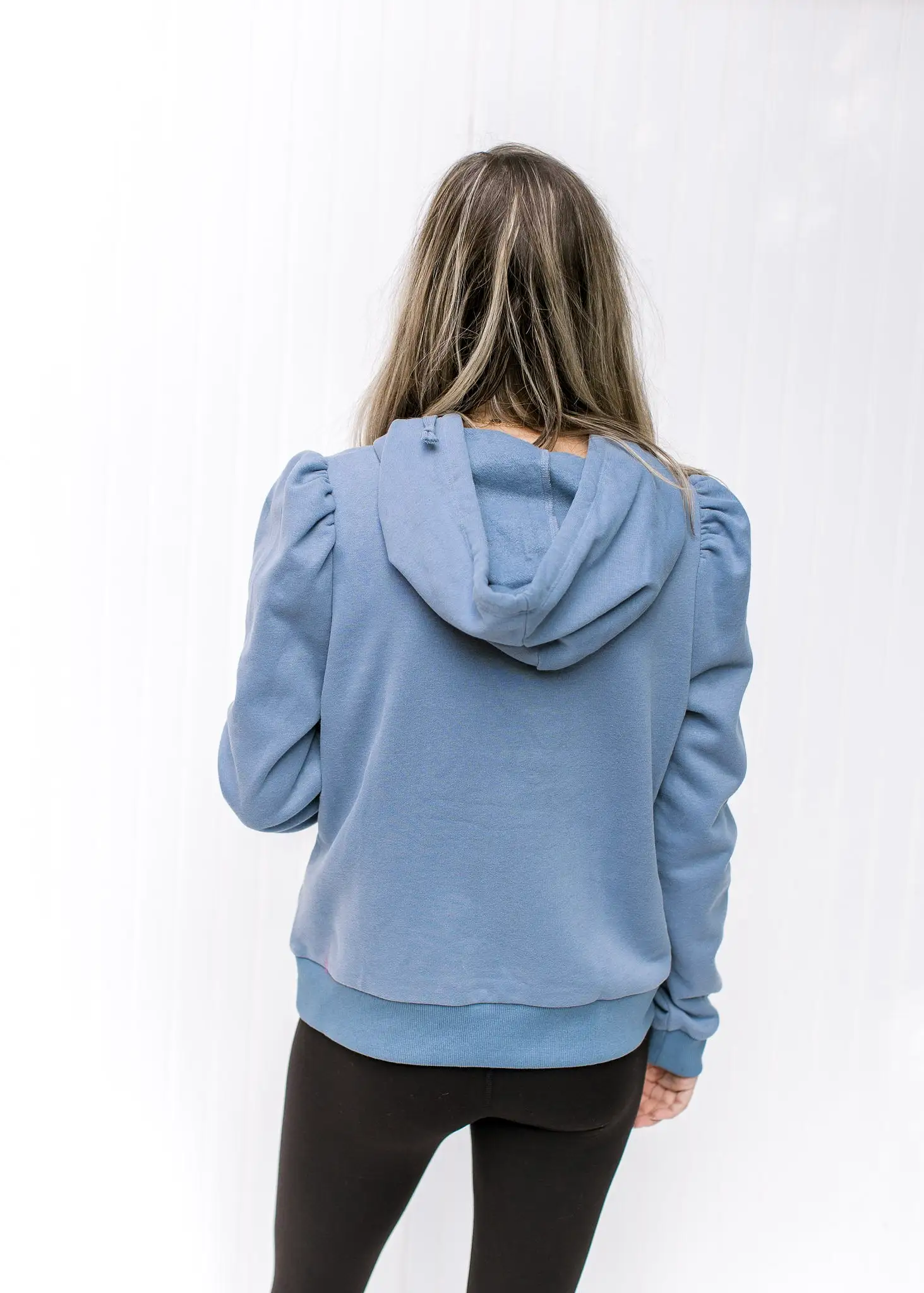 Dusty Blue Puff Shoulder Pullover