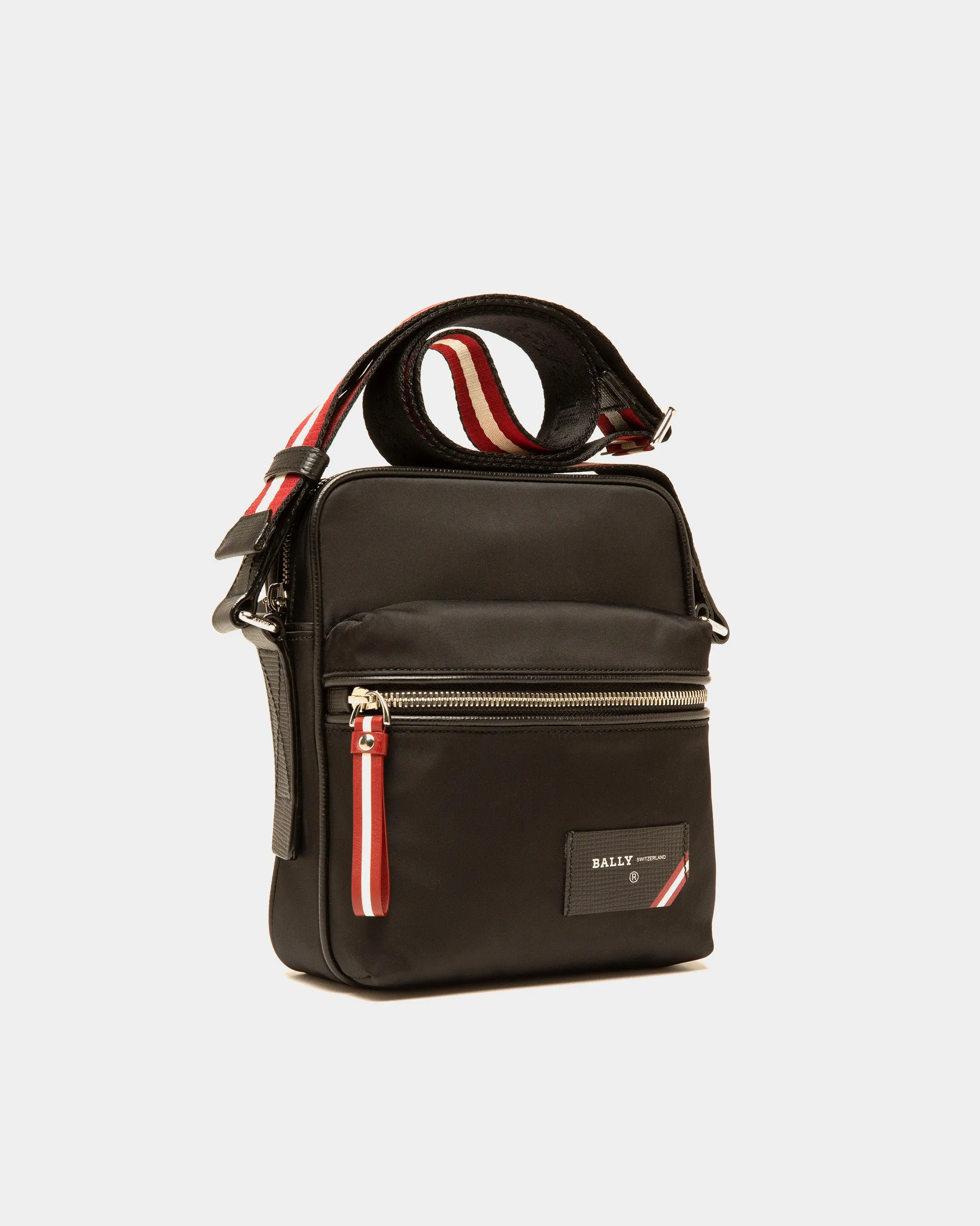 Explore Crossbody Bag In Black Leather And Nylon