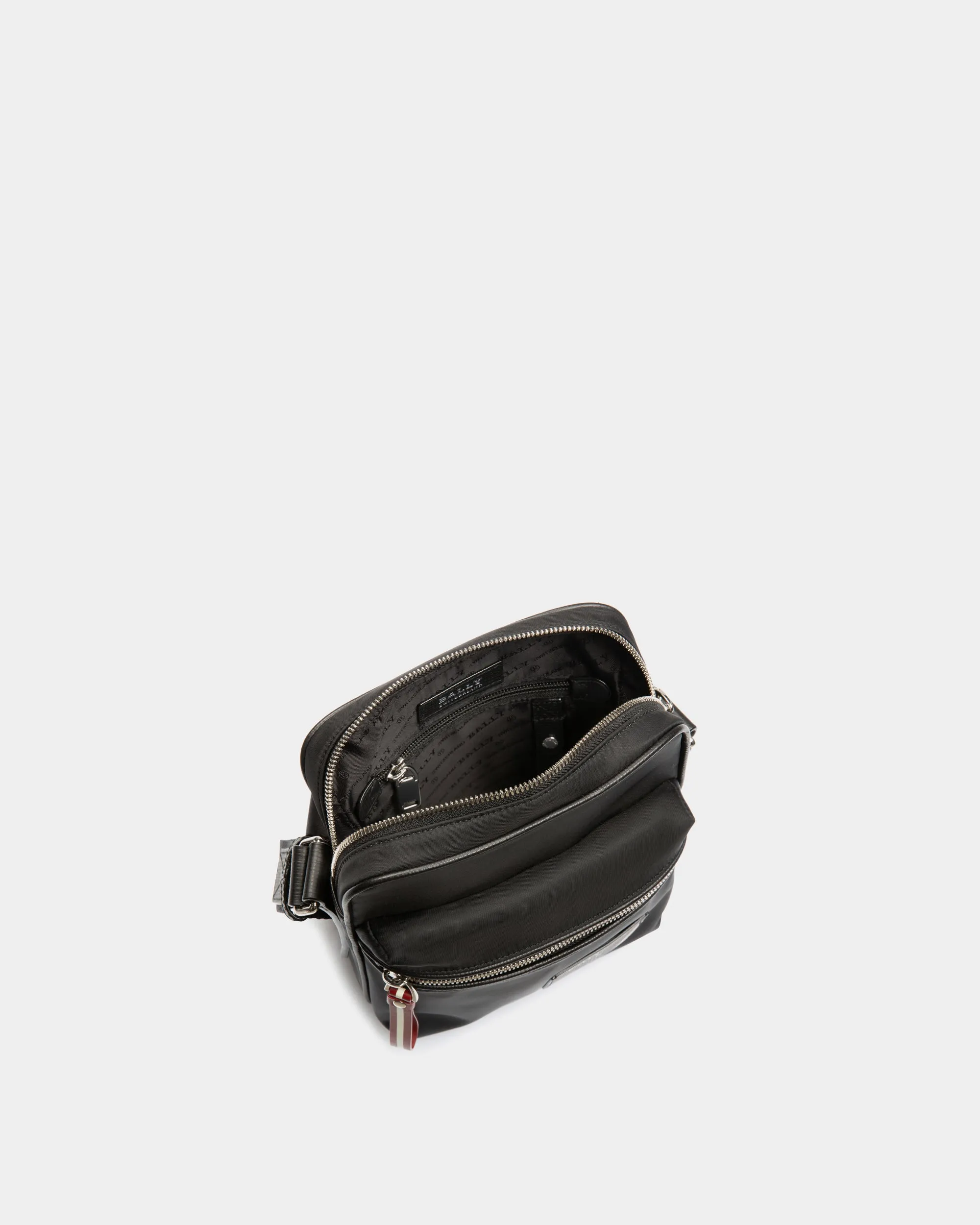 Explore Crossbody Bag In Black Leather And Nylon