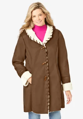 Faux-Shearling Toggle Coat