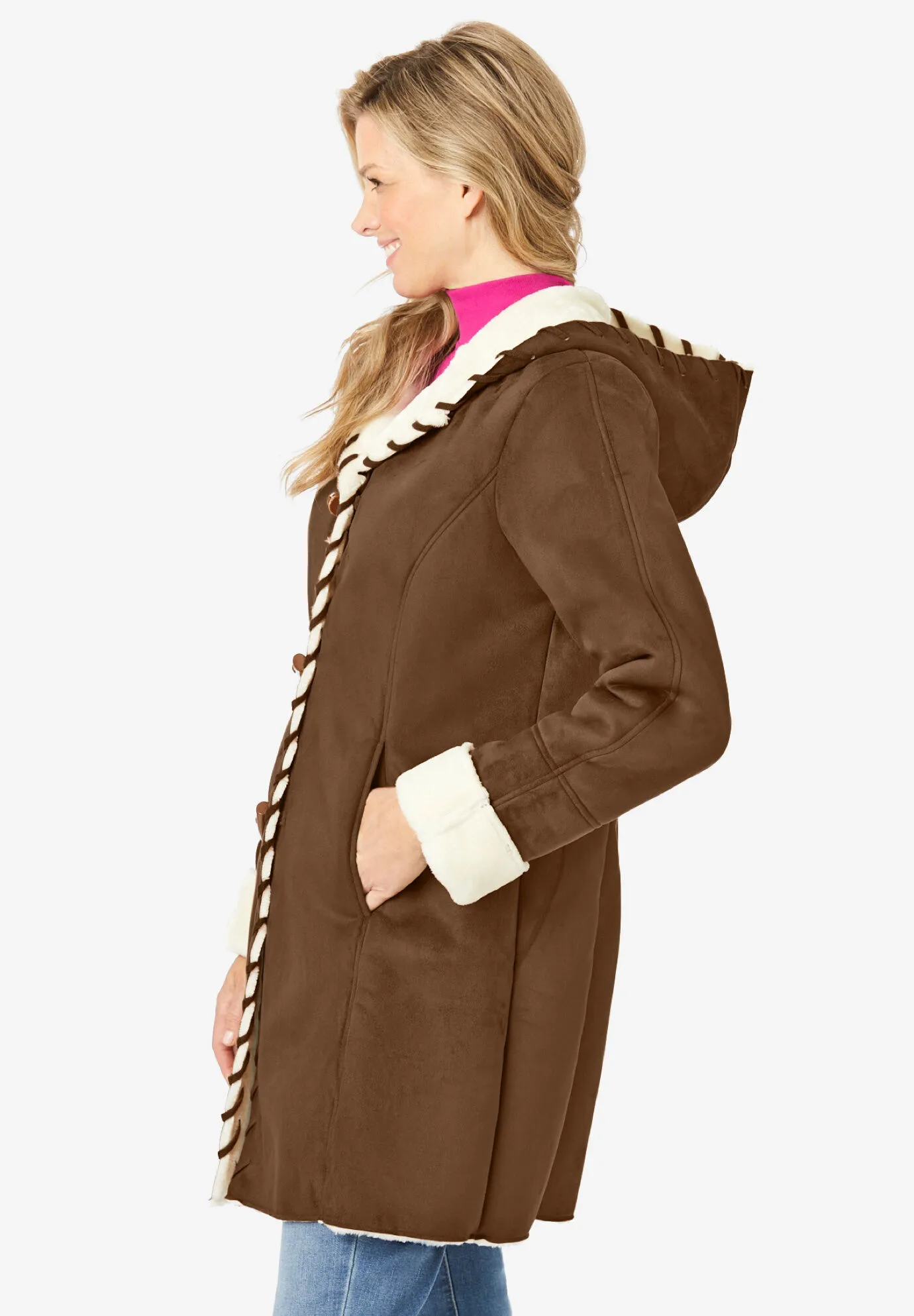 Faux-Shearling Toggle Coat