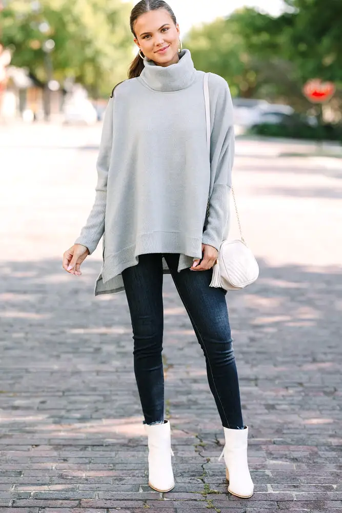 Feeling So Chipper Heather Gray Cowl Neck Sweater