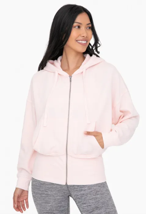 Fleece Hoodie Jacket with Tapered Sleeves