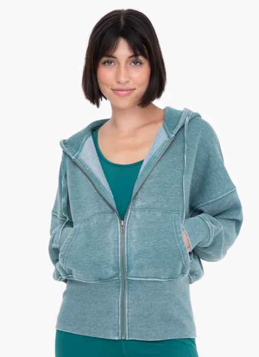 Fleece Hoodie Jacket with Tapered Sleeves