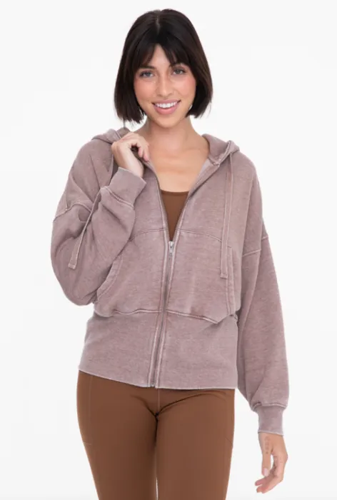 Fleece Hoodie Jacket with Tapered Sleeves