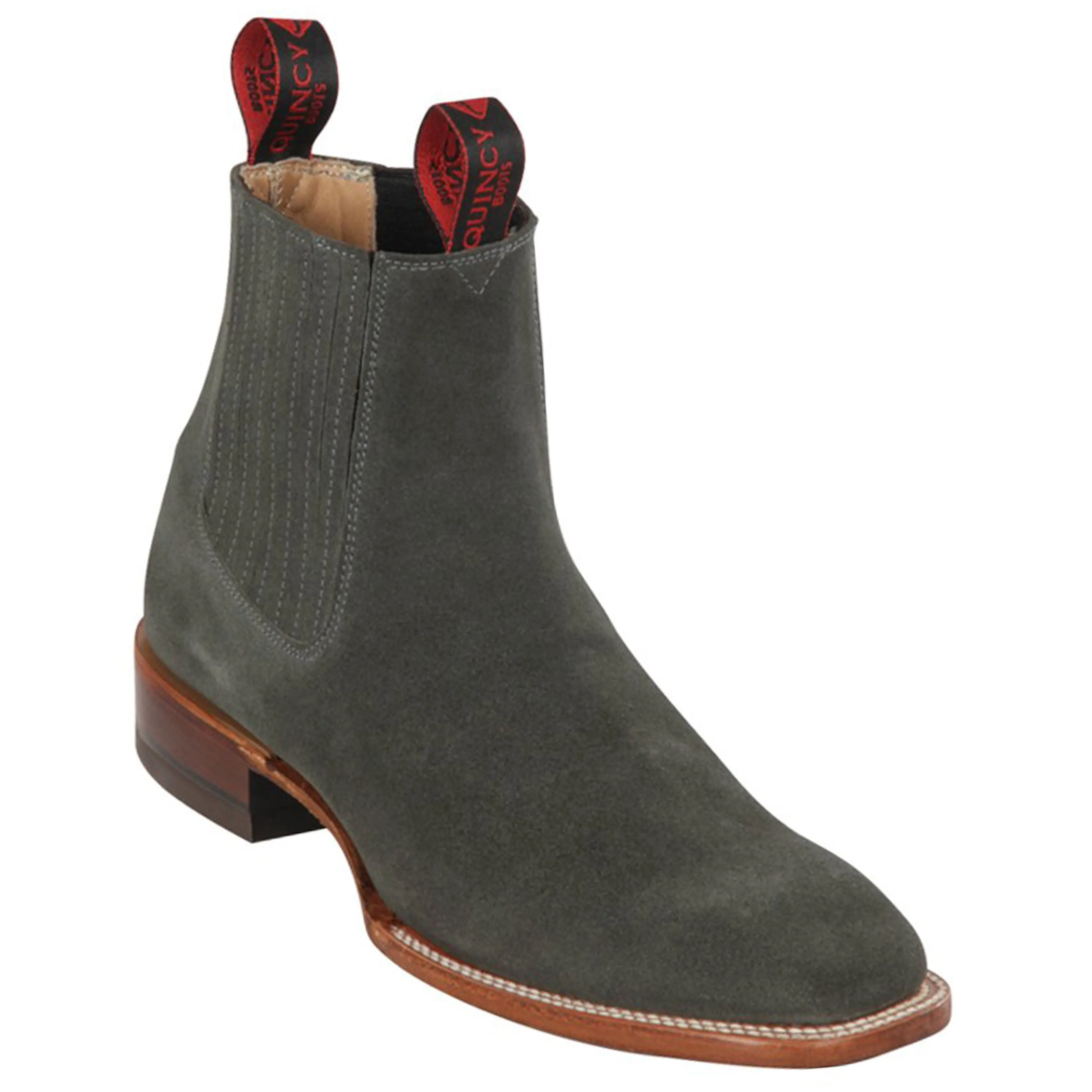 Grey Suede Square Toe Boots