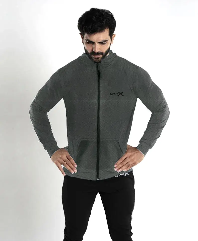 GymX  grey full sleeves Hoodie - Sale