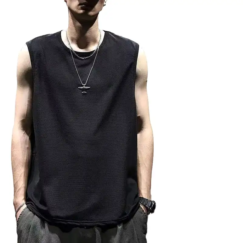 Ice silk mesh men's thin cool breathable sleeveless vests