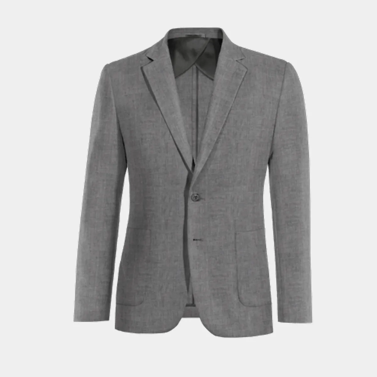 Iron grey lightweight linen limited unlined Suit Jacket with patched pockets