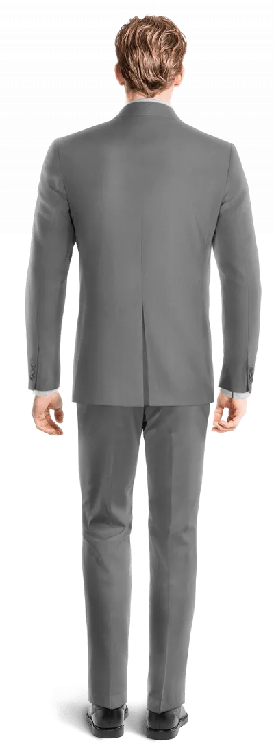 Iron grey super 100s essential 3 piece Suit with patched pockets