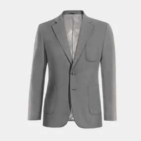 Iron grey wide lapel essential Jacket with patched pockets