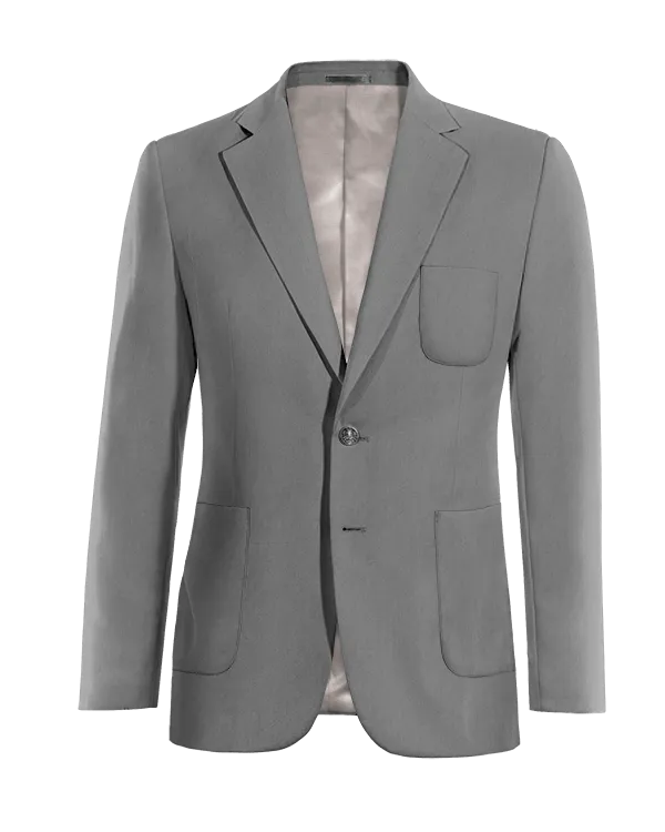 Iron grey wide lapel essential Jacket with patched pockets