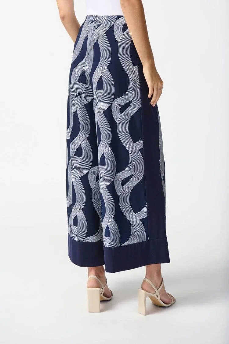 Joseph Ribkoff Silky Knit Abstract Print Wide-Leg Pants - 242144