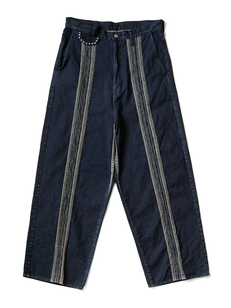 Kapital 12oz Yagasuri Jacquard Denim Port Baggy Pants