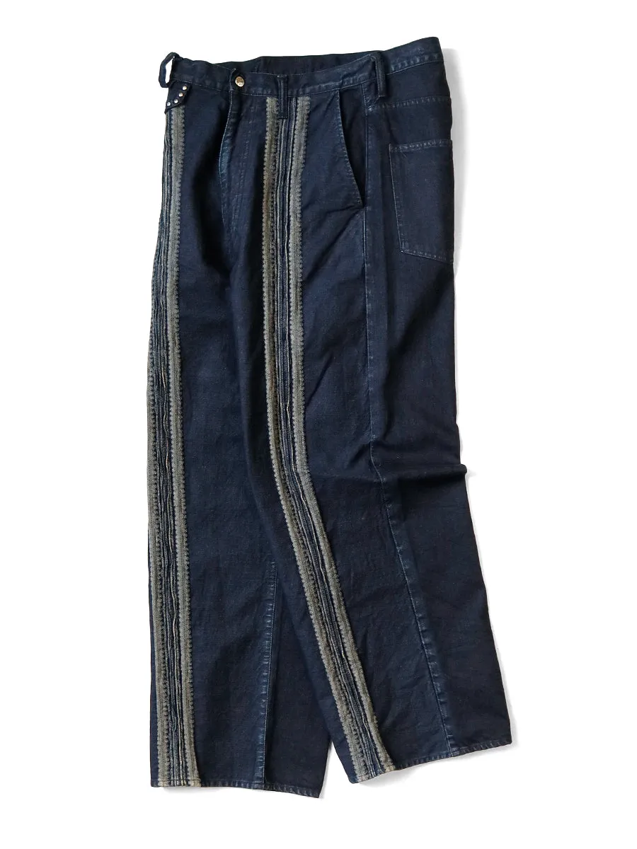 Kapital 12oz Yagasuri Jacquard Denim Port Baggy Pants