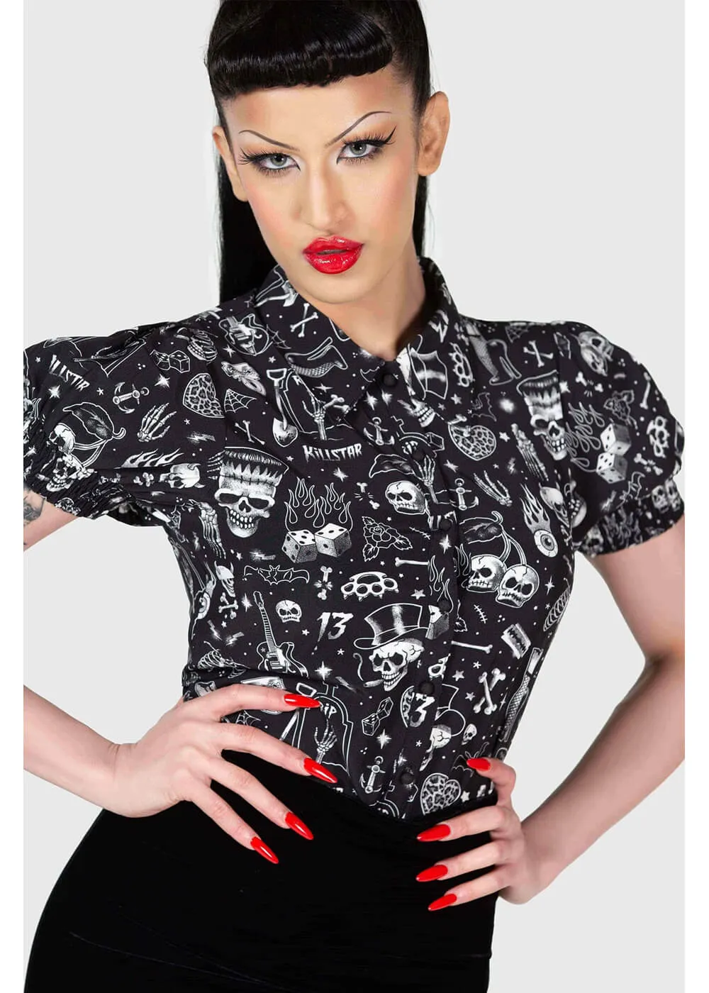 Killstar The Heat Button Up Top Black