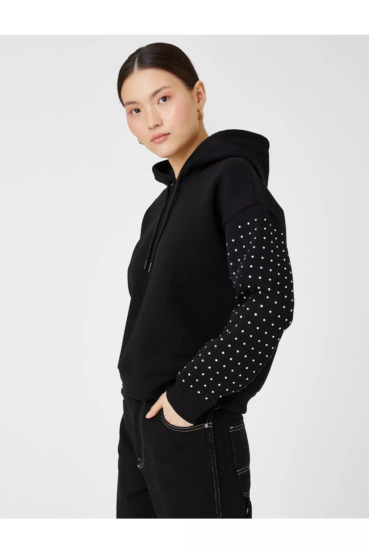 KOTON Stone Sleeves Hoodie