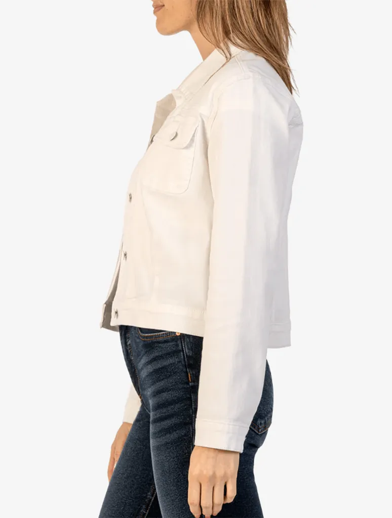 Kut From The Kloth Ada Crop Jacket with Front Pleats in Optic White