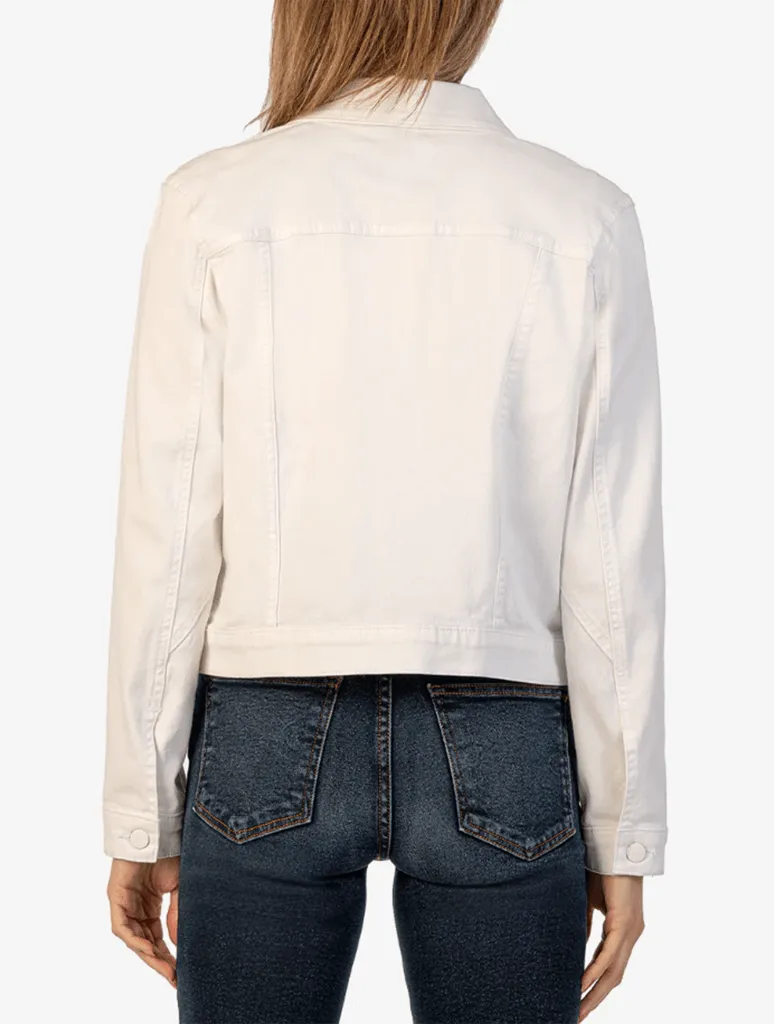 Kut From The Kloth Ada Crop Jacket with Front Pleats in Optic White