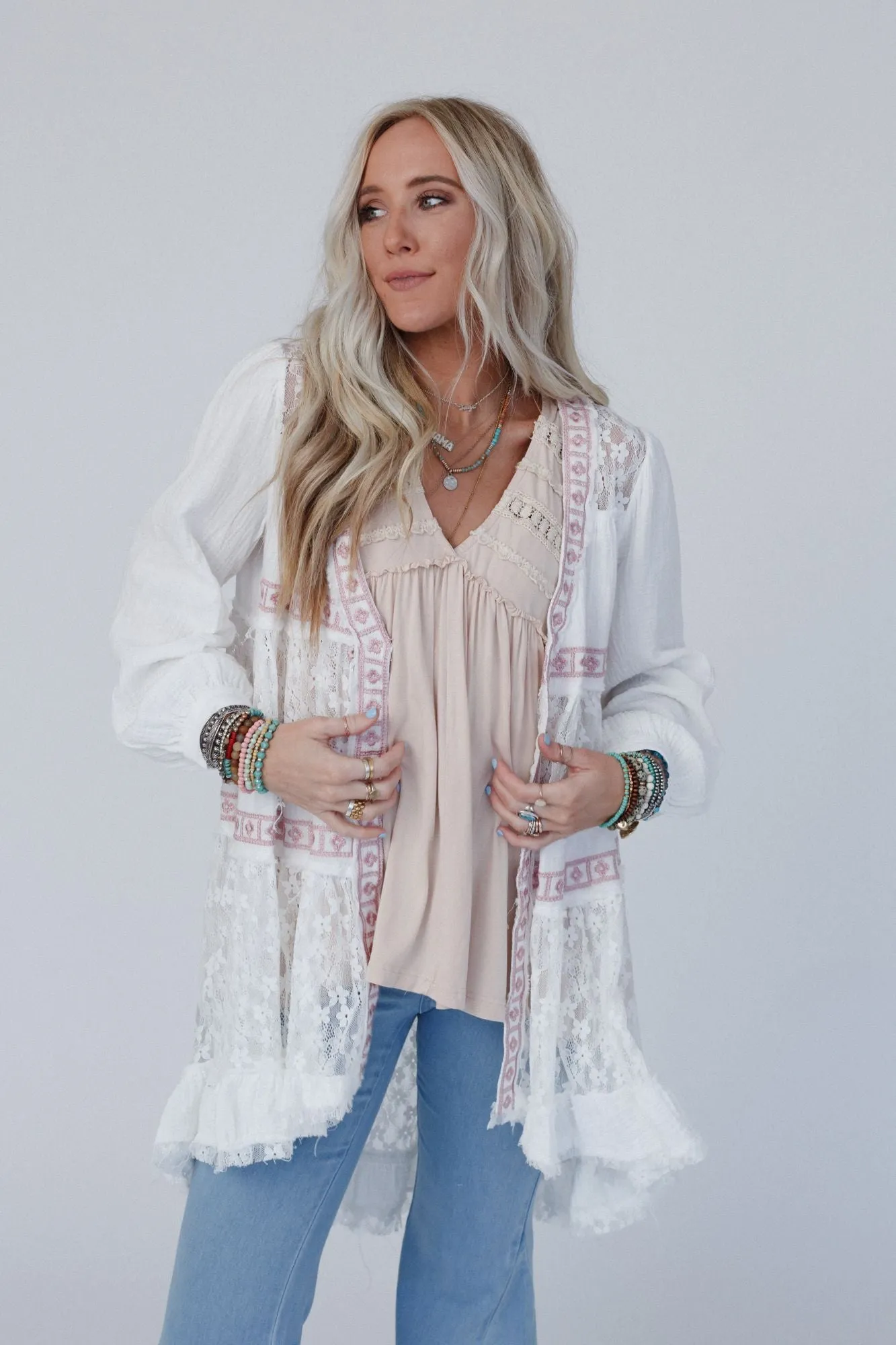 Lace Talk About It Duster Kimono - Ivory