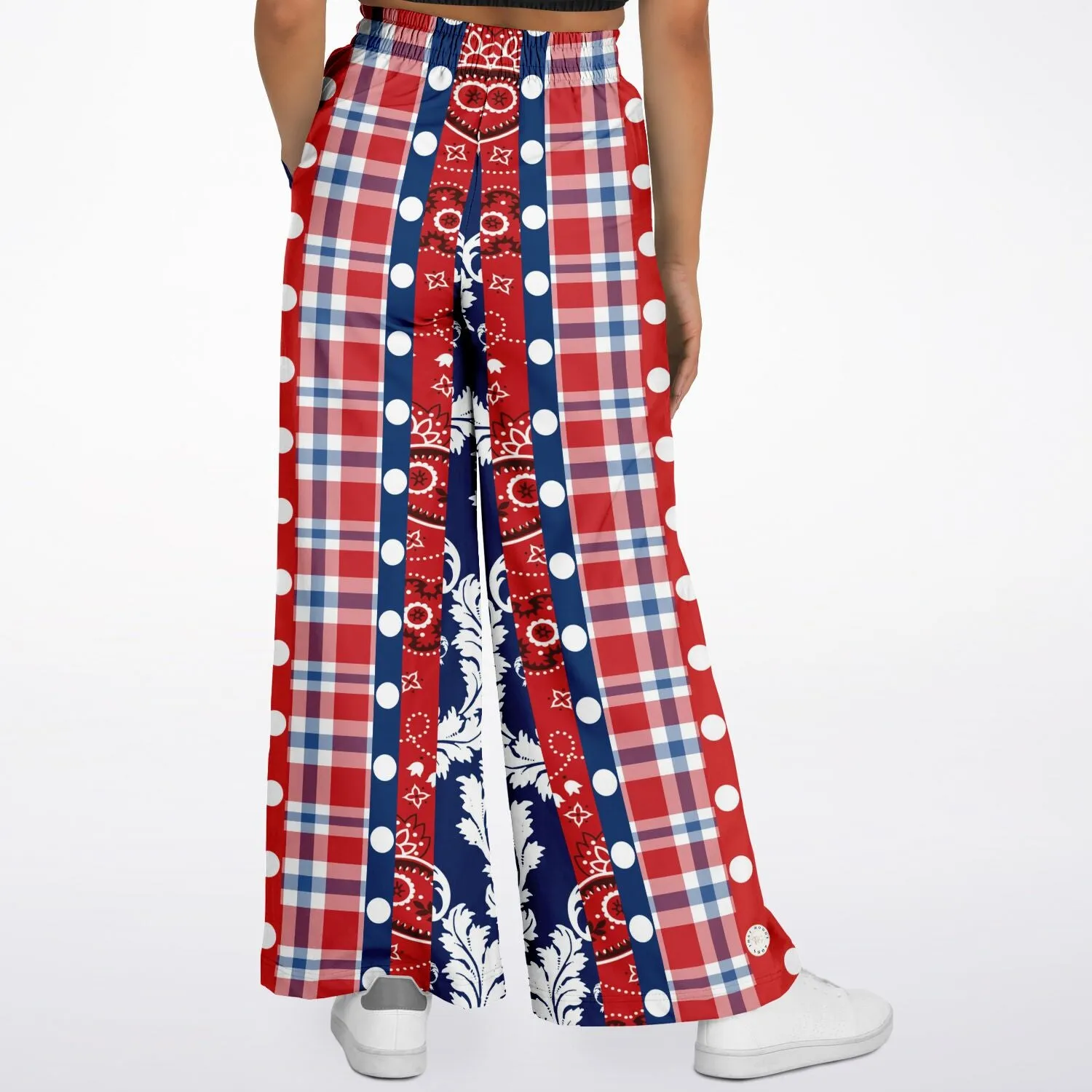 Liberty Bell Plaid Patchwork Stripe Eco-Poly Stretchy Phat Bellbottoms