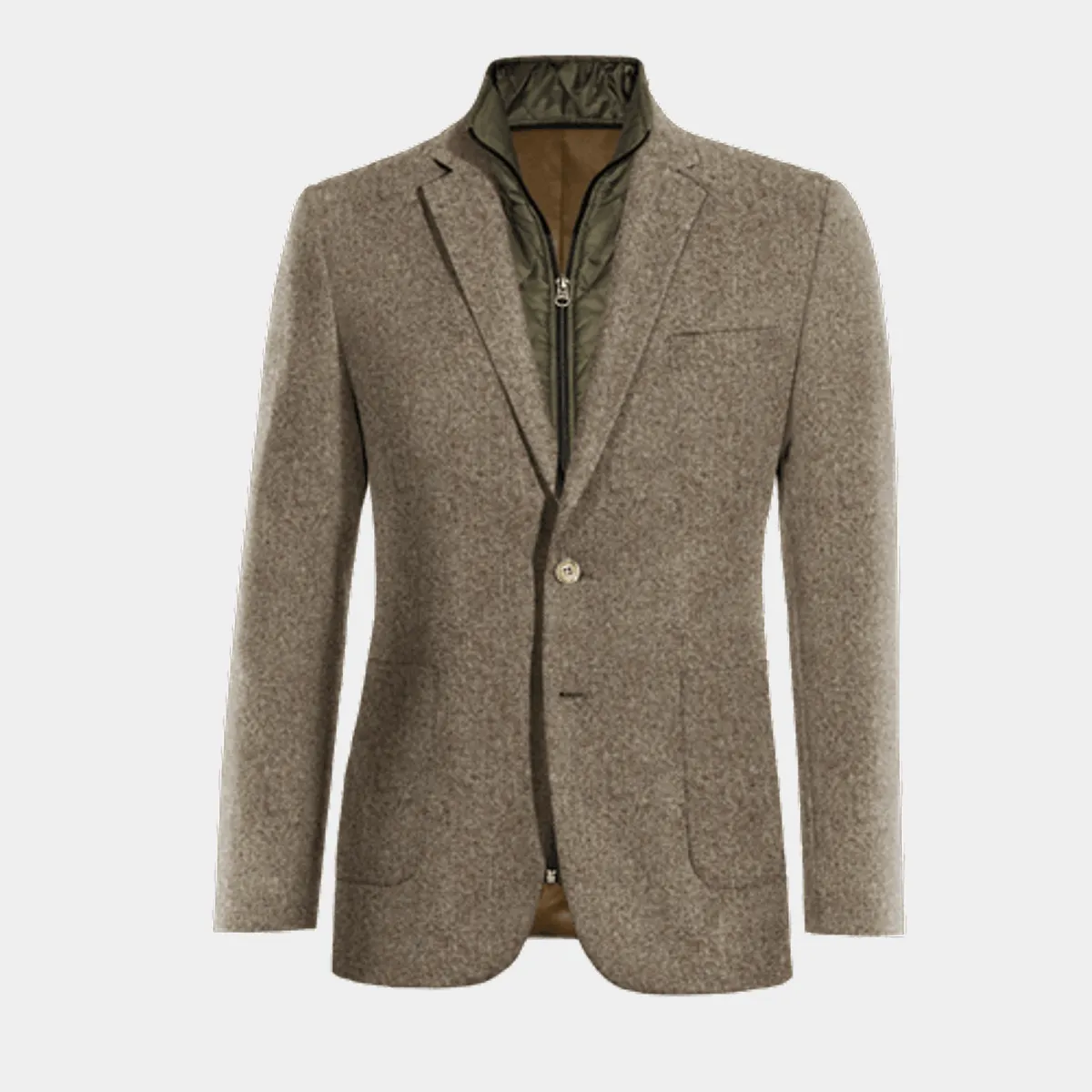 Light brown donegal tweed essential Jacket with patched pockets with padded piece