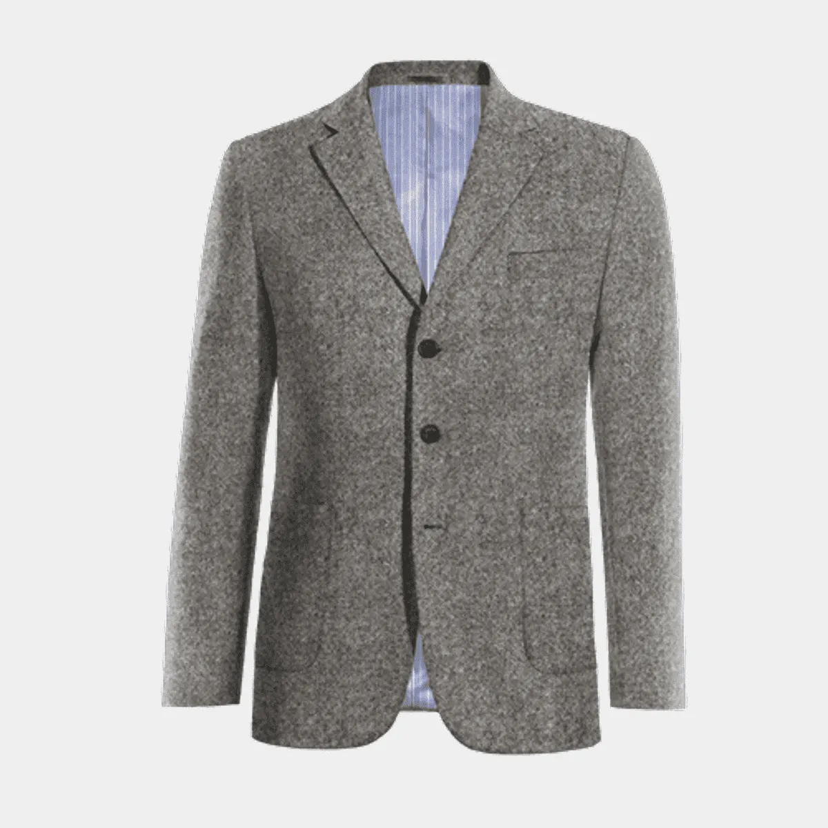 Light grey donegal tweed limited 3 buttons Jacket with patched pockets