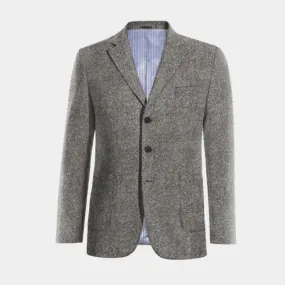 Light grey donegal tweed limited 3 buttons Jacket with patched pockets