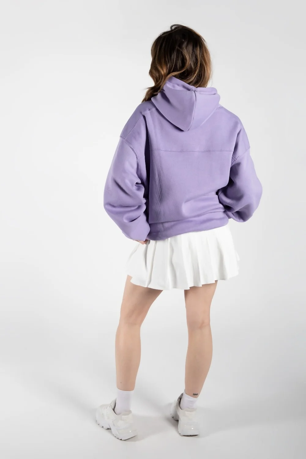 Lilac Oversized Ruched Sleeves Hoodie 