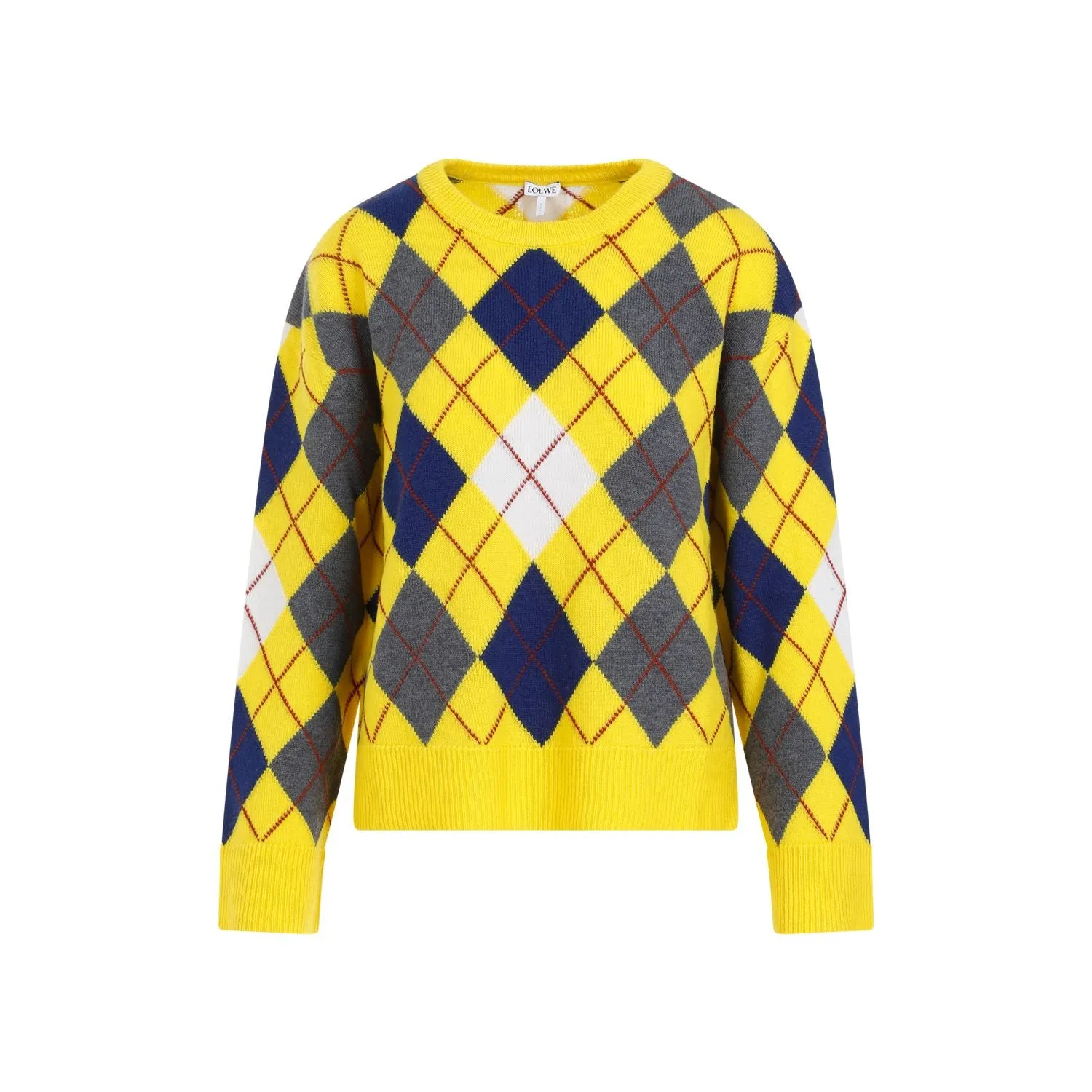 LOEWE Beige Argyle Wool Sweater for Women | SS24 Collection