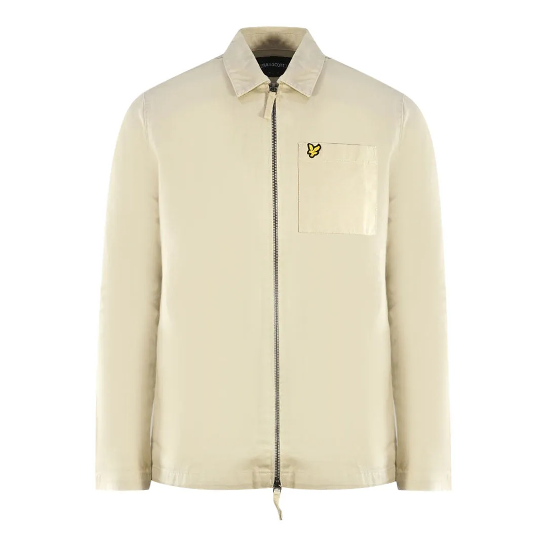 Lyle & Scott Twill Beige Overshirt Jacket