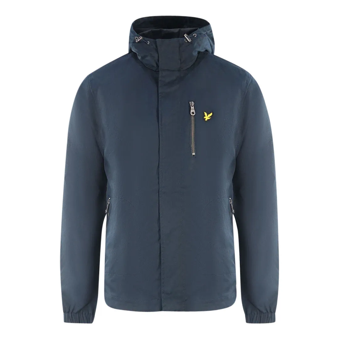 Lyle Scott Hooded Curved Hem Navy Blue Jacket