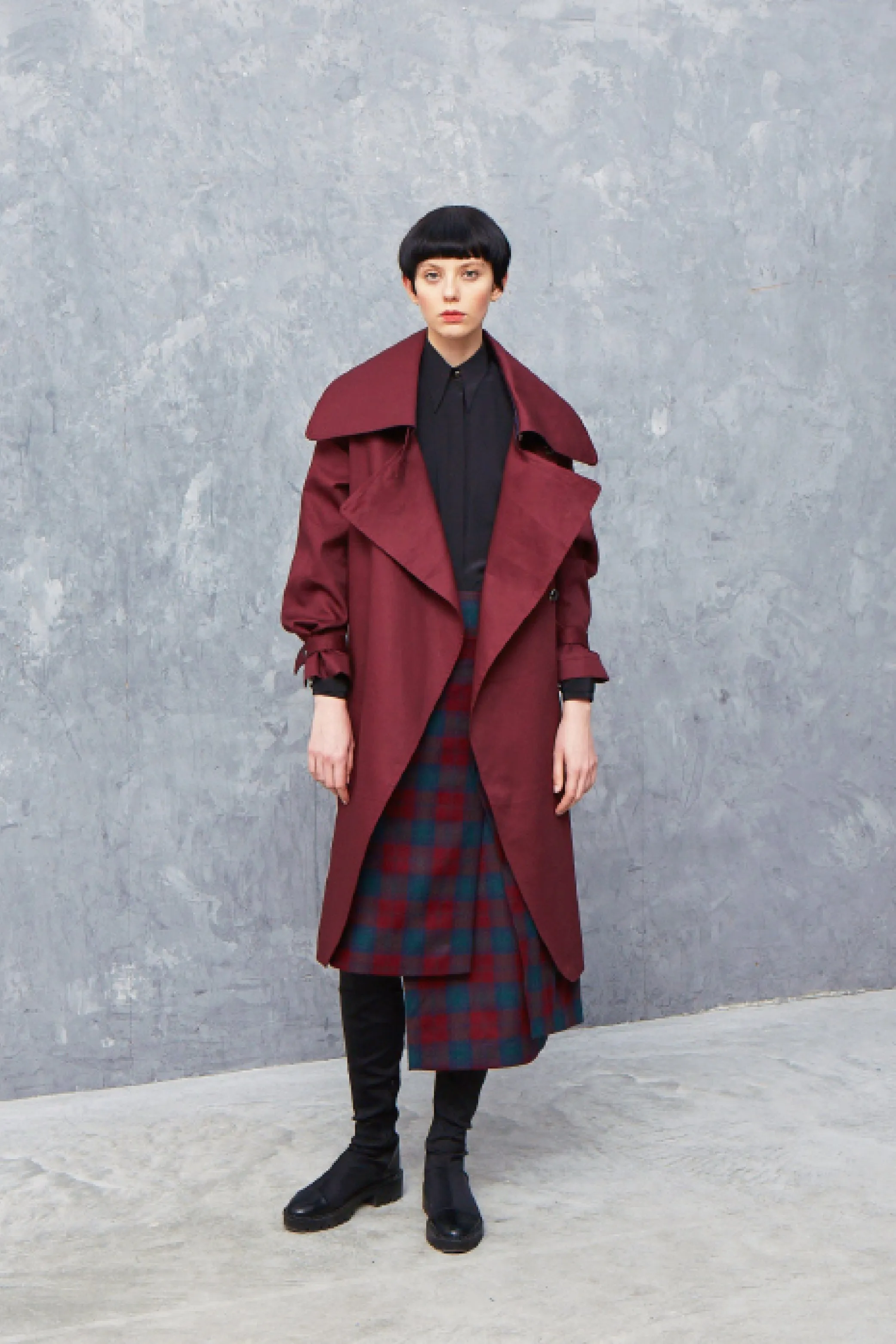 MALTESE burgundy - mid-length cotton trench coat