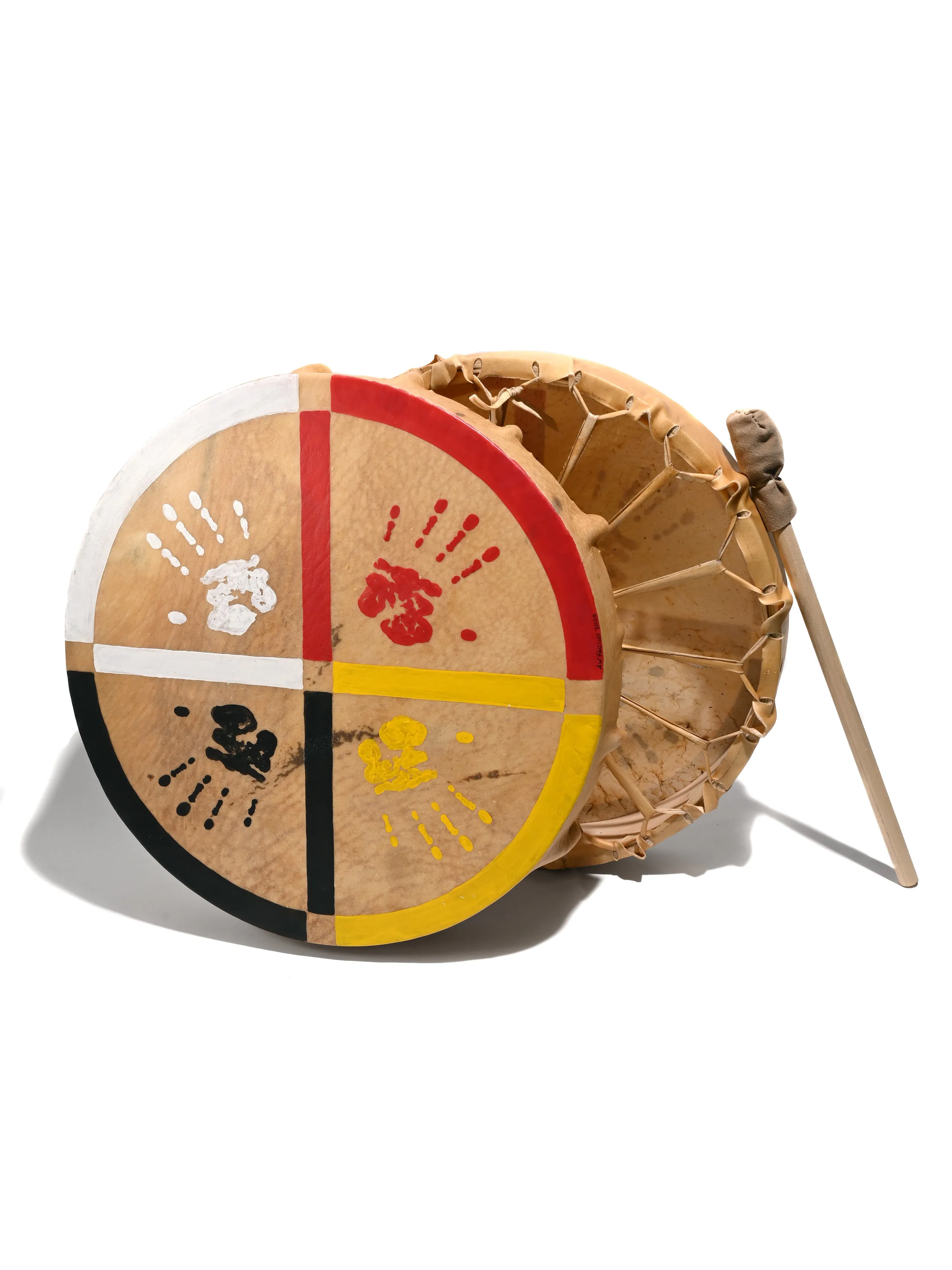 Medicine Wheel Healing-Hands Buffalo Hide Drum