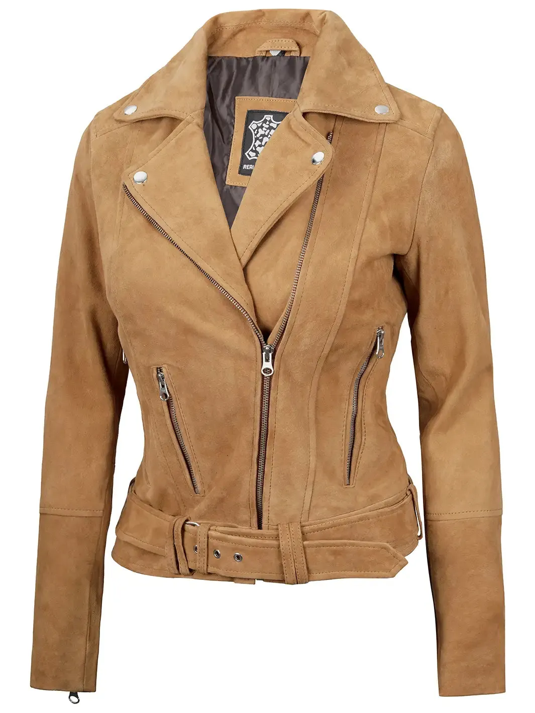 Melanie Women's Brown Suede Moto Leather Jacket