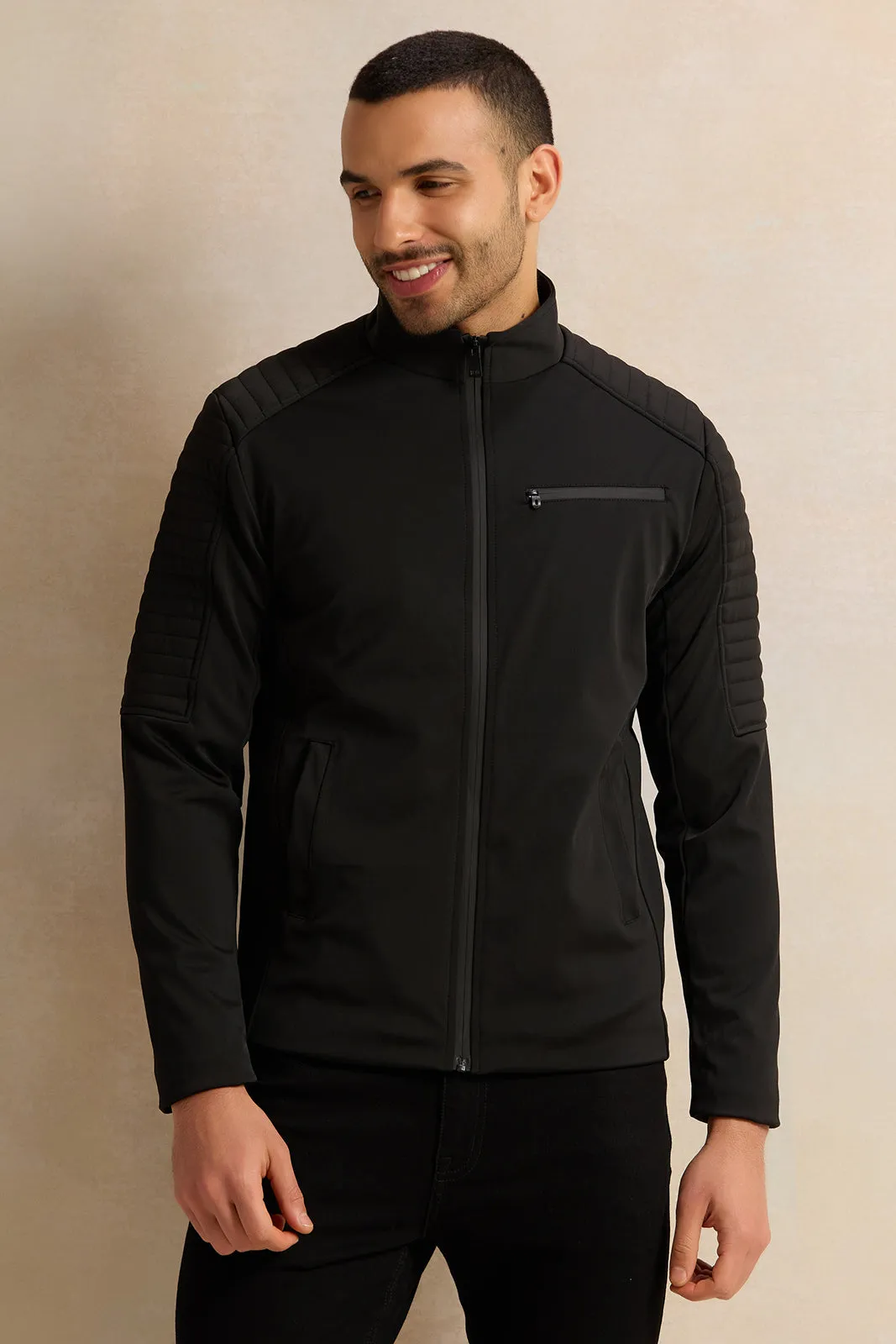 Men Black Performance Biker Jacket