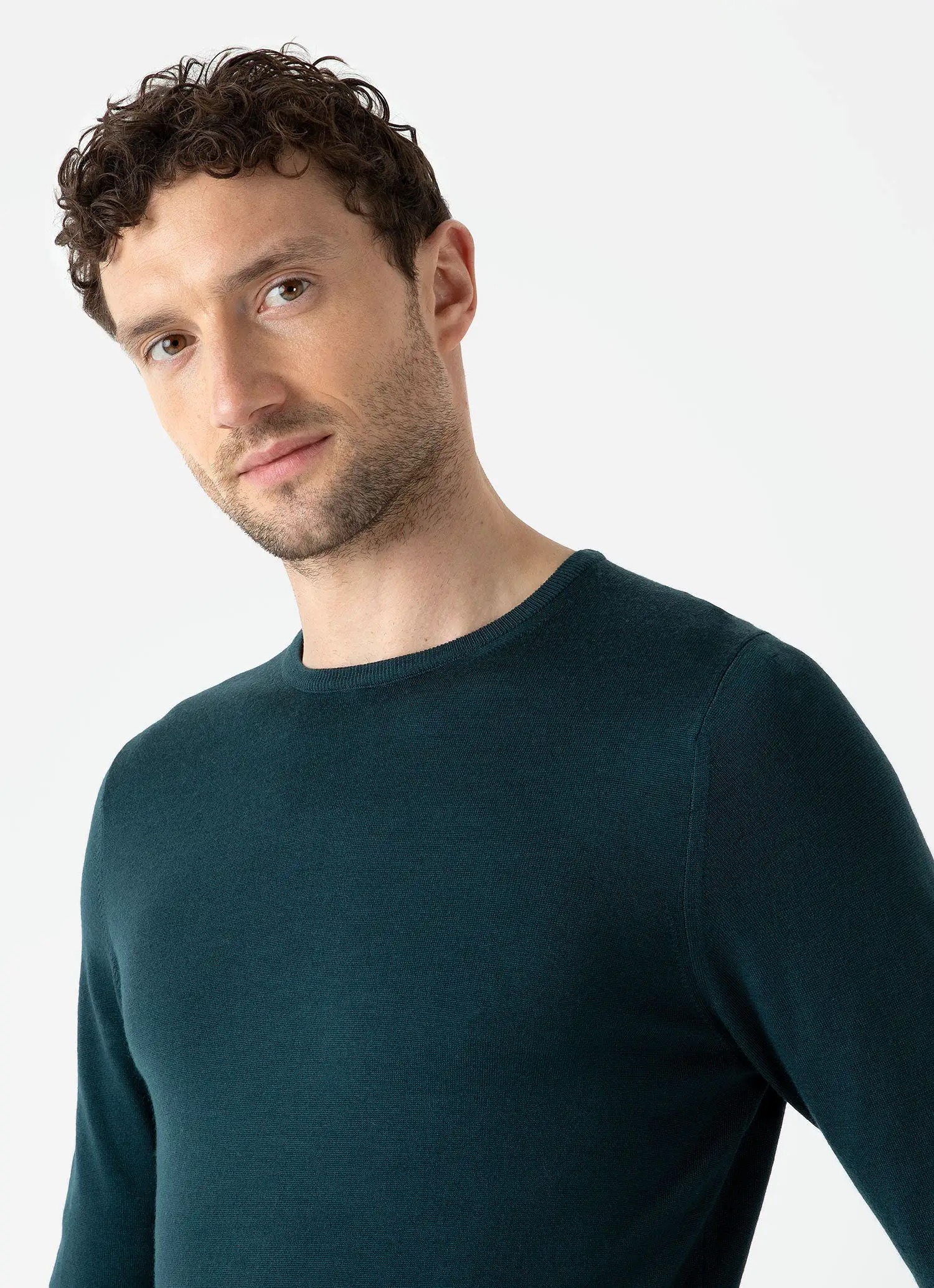 Men's Extra-Fine Merino Crew Neck in Peacock