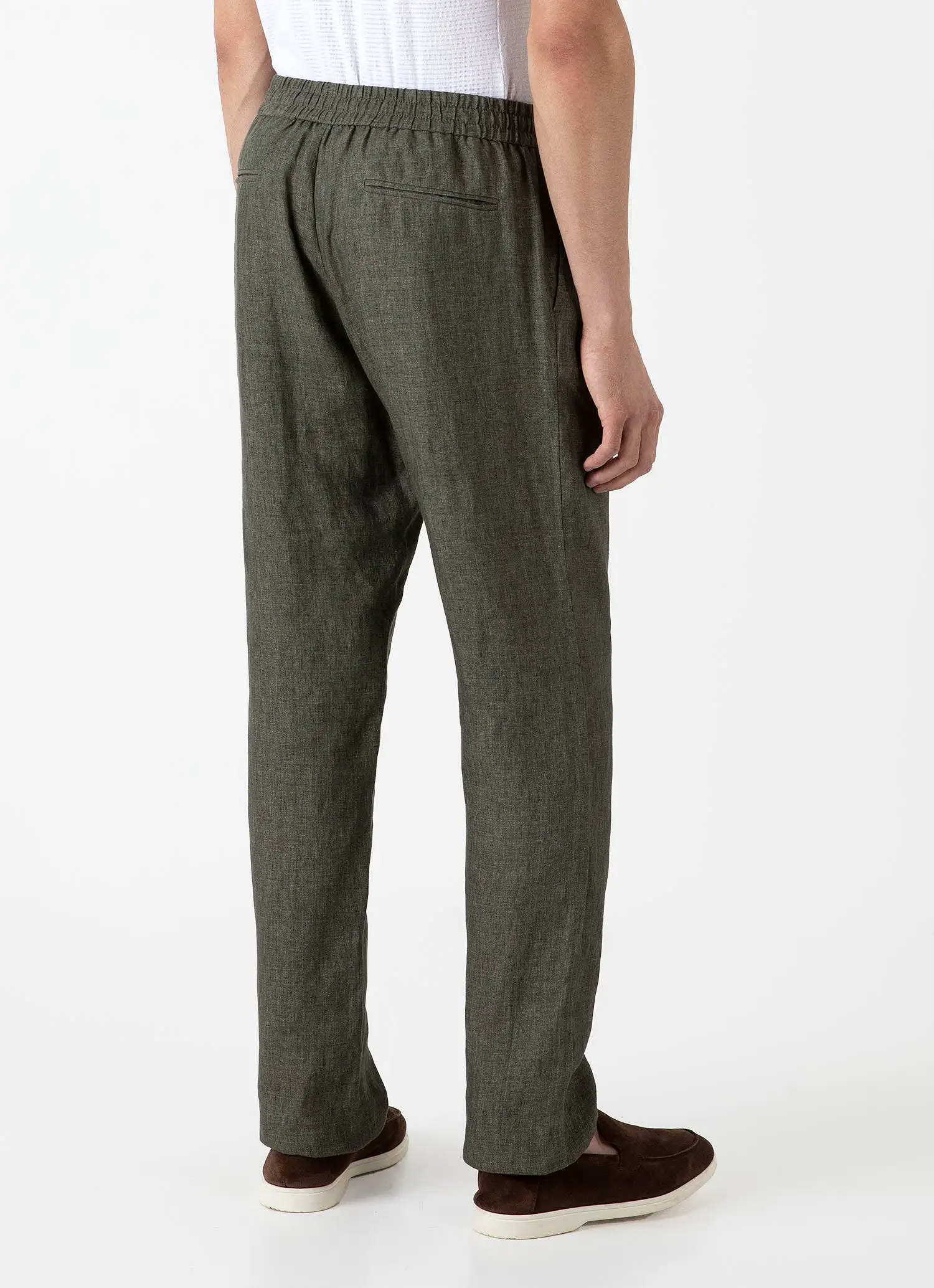 Men's Linen Drawstring Trouser in Light Khaki