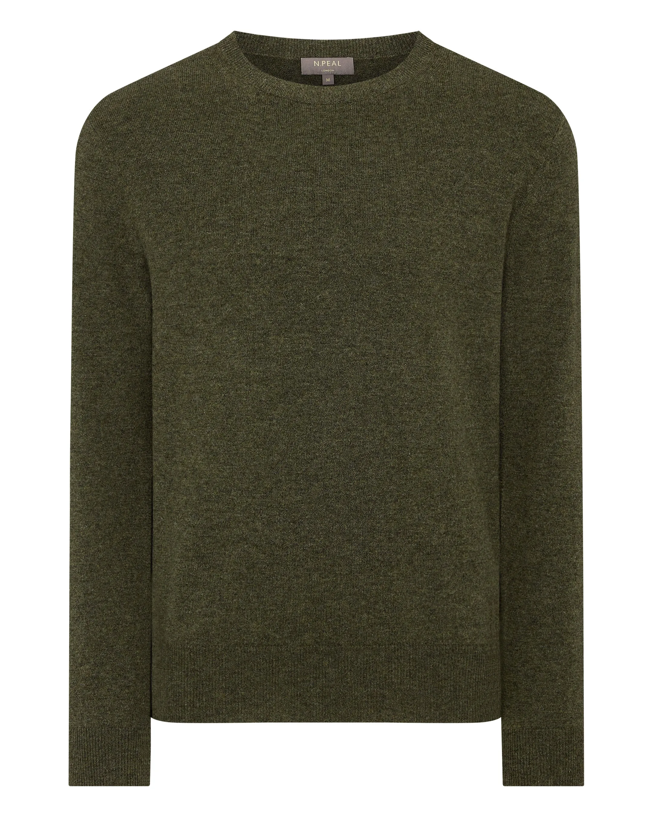 Men's Oxford Round Neck Cashmere Jumper Moss Green