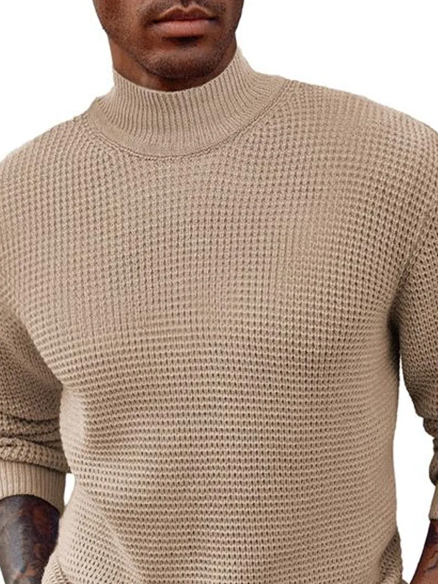 Men's Solid Color Half Turtleneck All-Match Pullover Sweater